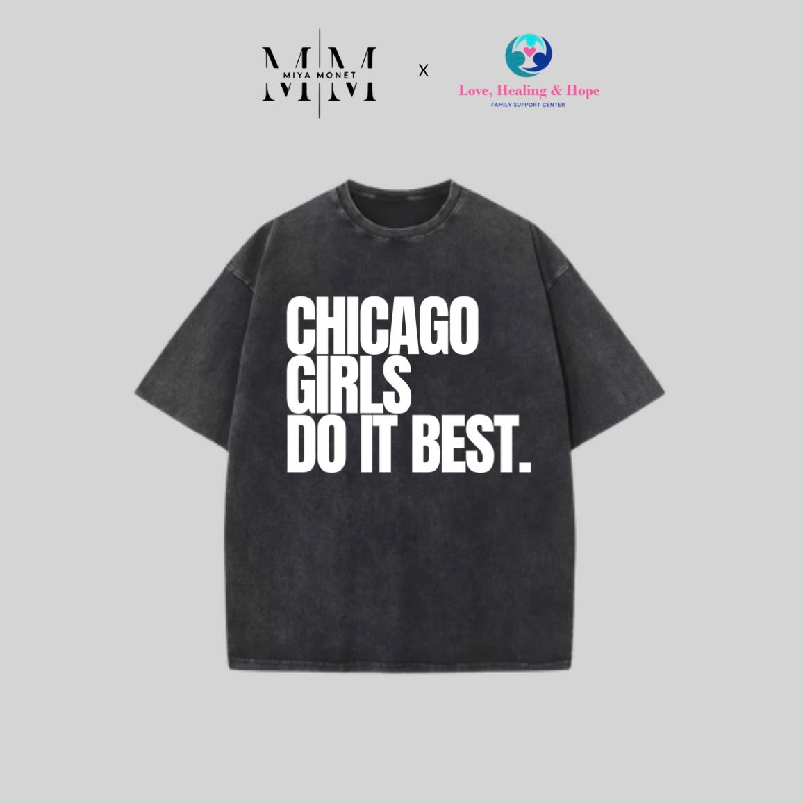 Chi Girls oversized Acid Wash Tee