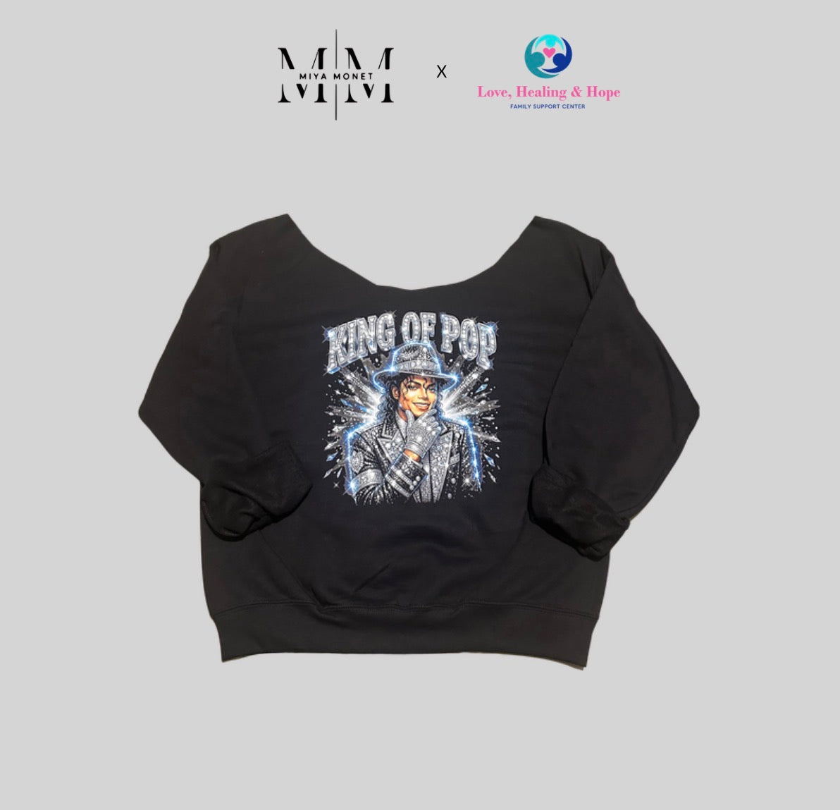 King of Pop off shoulder Sweater