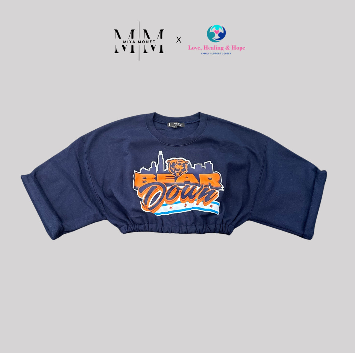 Short sleeve cropped Bear Down sweater