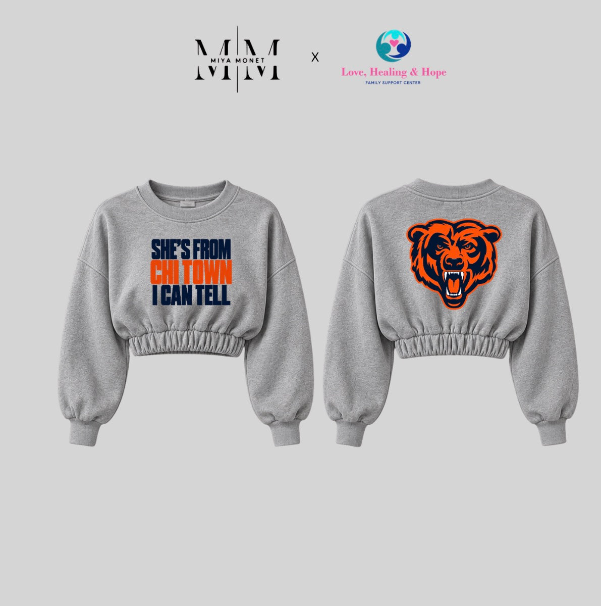 She’s from Chi Town double sided crop ( grey )