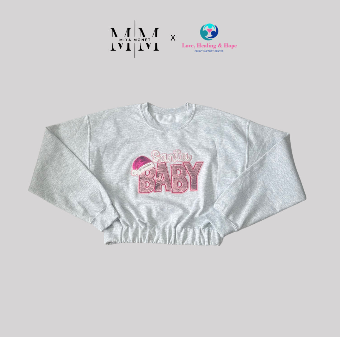 Santa Baby Cropped Sweater ( grey )