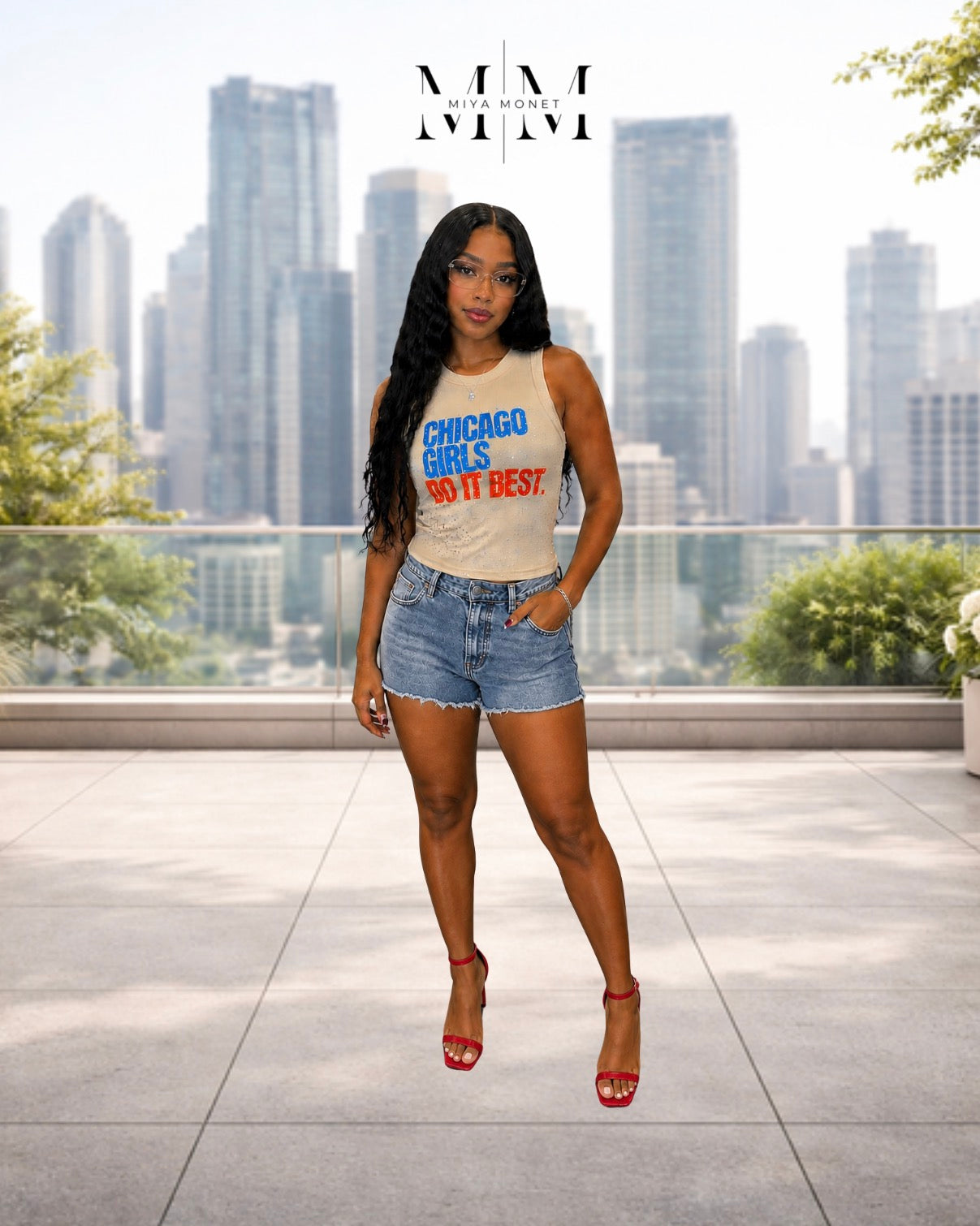 Chi girls ribbed bling crop