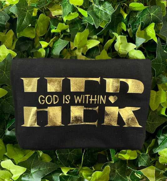 HER Tee (Black / Metallic Gold )