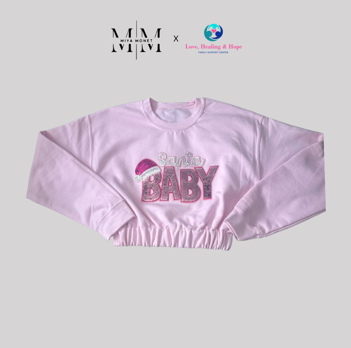 Santa Baby Cropped Sweater ( pink )