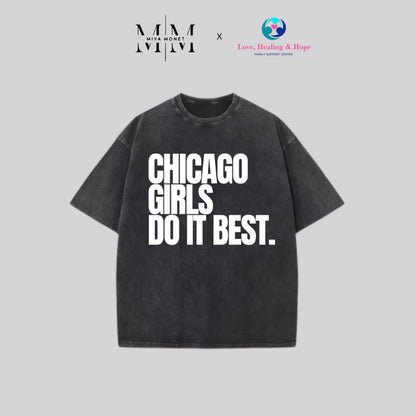 Chi Girls oversized Acid Wash Tee