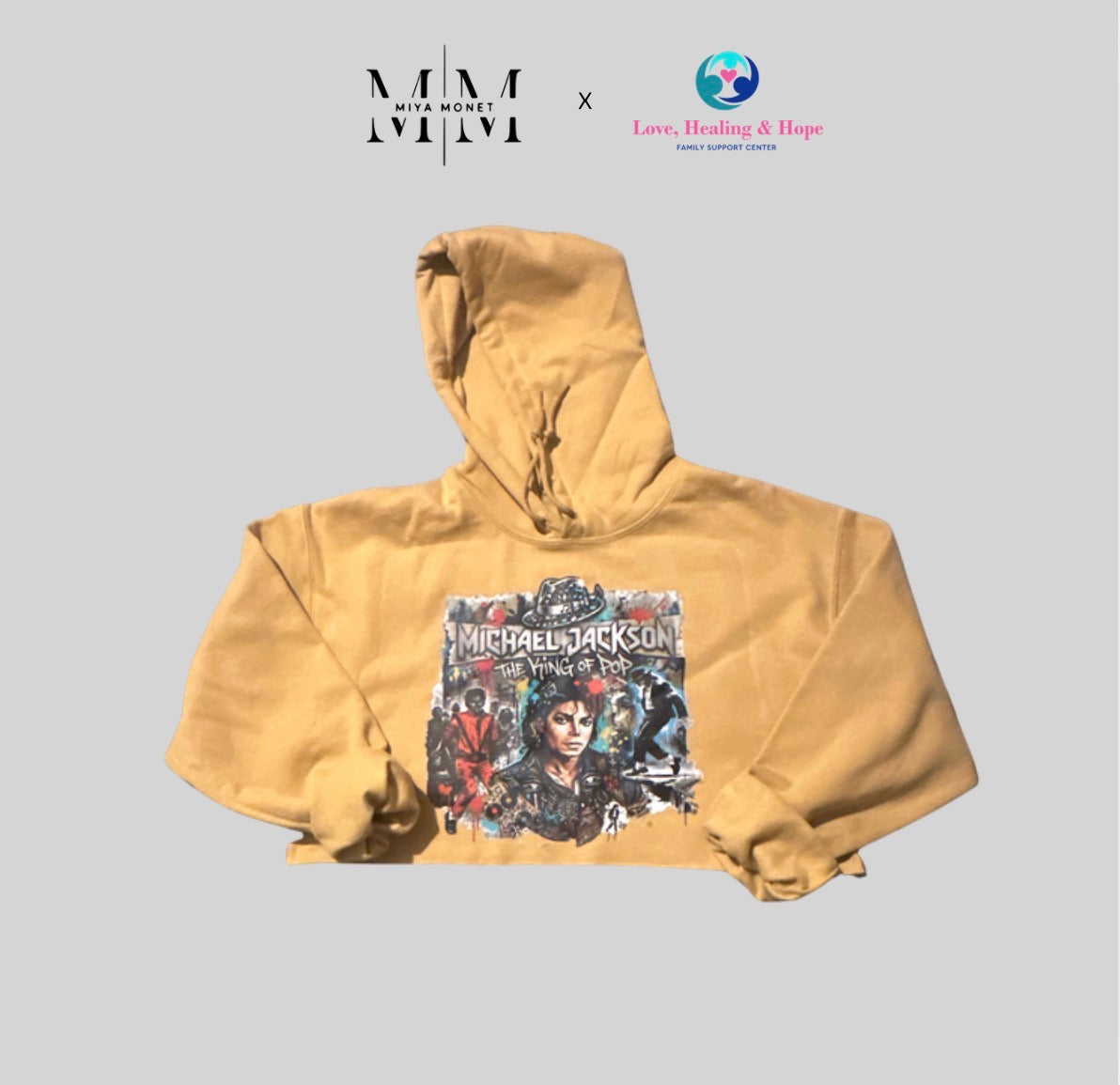 MJ collage crop cut hoodie