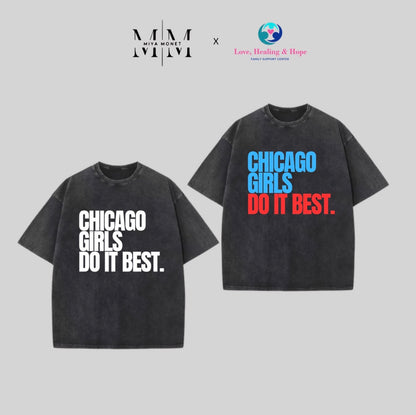 Chi Girls oversized Acid Wash Tee