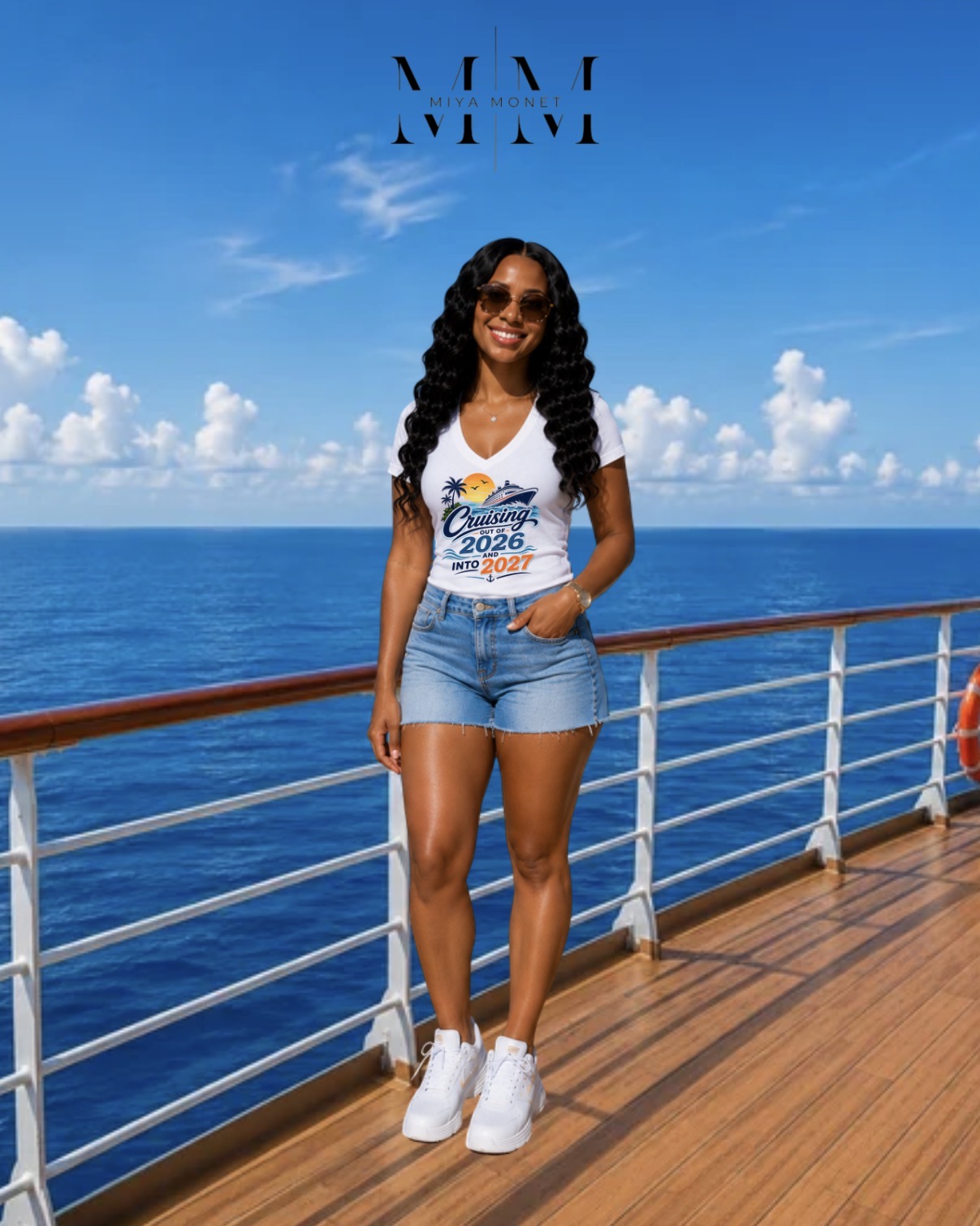 Women’s Fitted V neck Family Cruise Tee