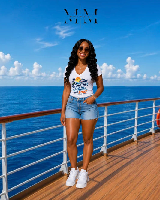 Women’s Fitted V neck Family Cruise Tee
