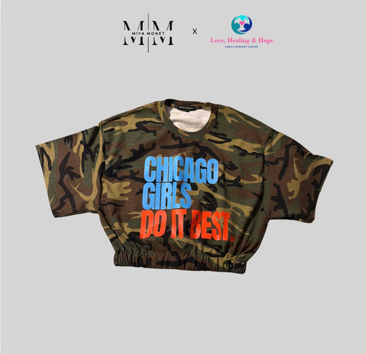 Chi girls camo summer crop