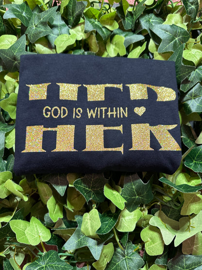 Her Tee (Black/ Glitter Gold )