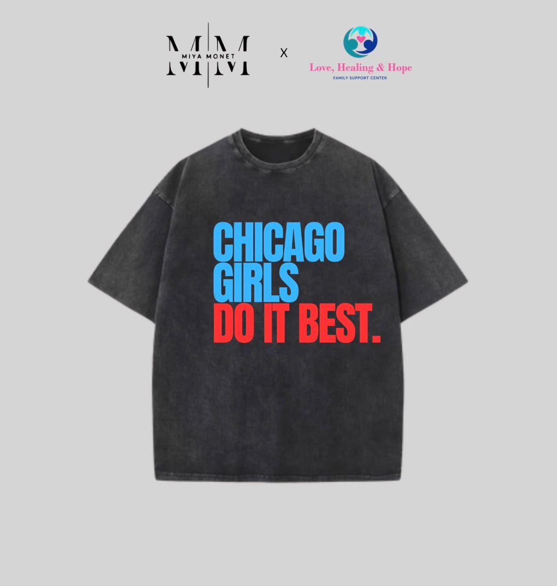 Chi Girls oversized Acid Wash Tee
