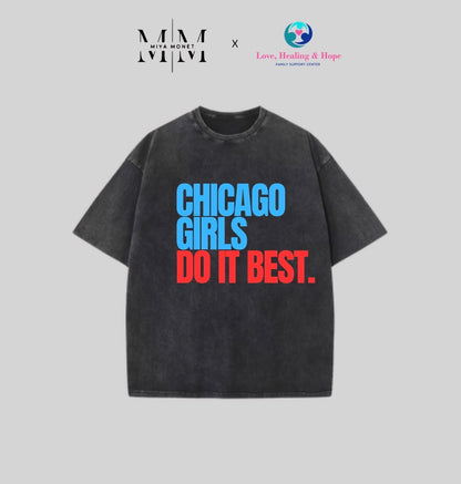 Chi Girls oversized Acid Wash Tee