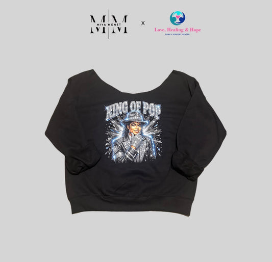 King of Pop off shoulder Sweater