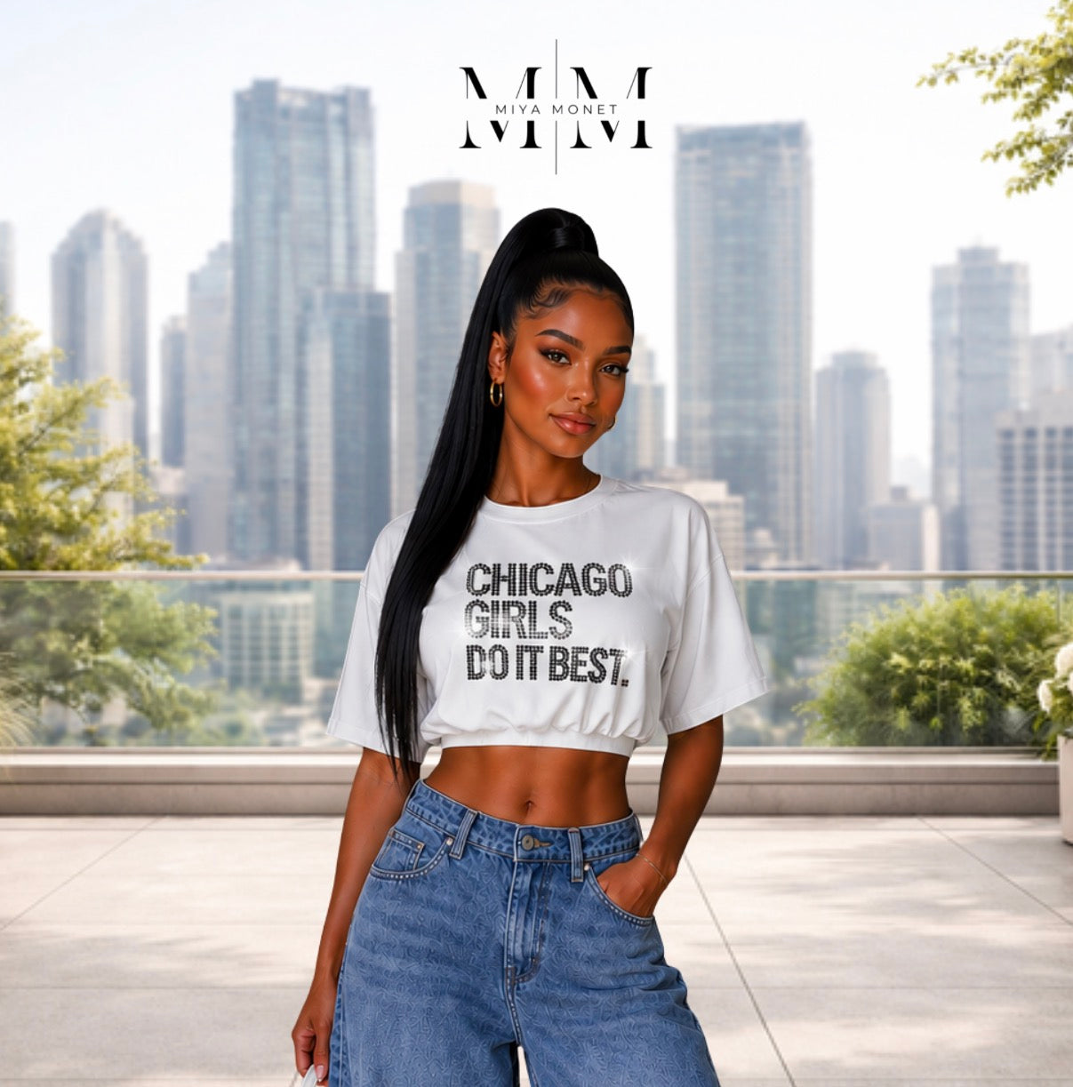 Chi girls rhinestone crop top