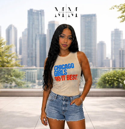 Chi girls ribbed bling crop