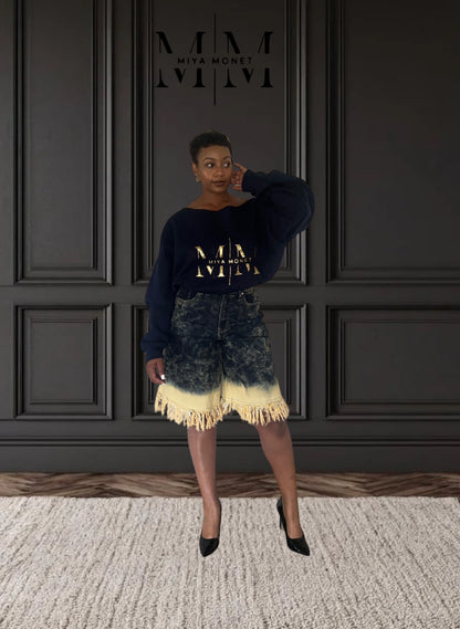 Denim Fringe Jorts