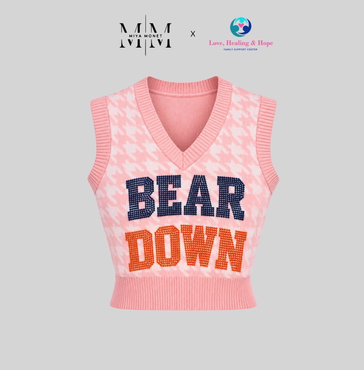 Bear down Rhinestone preppy vest