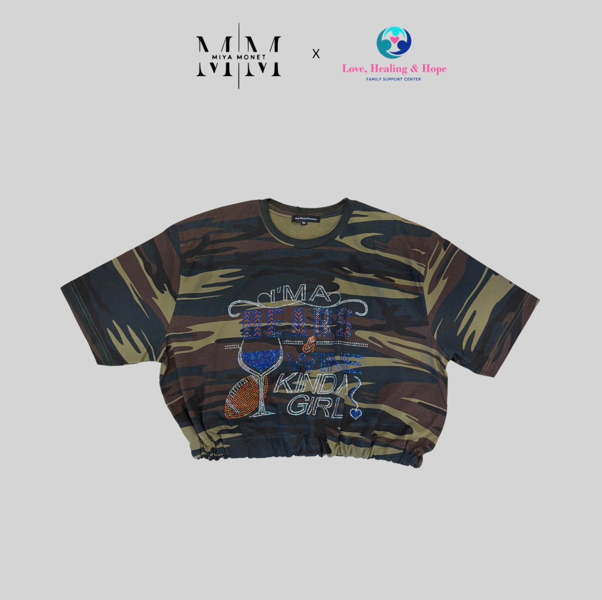 Bears & Wine camo crop