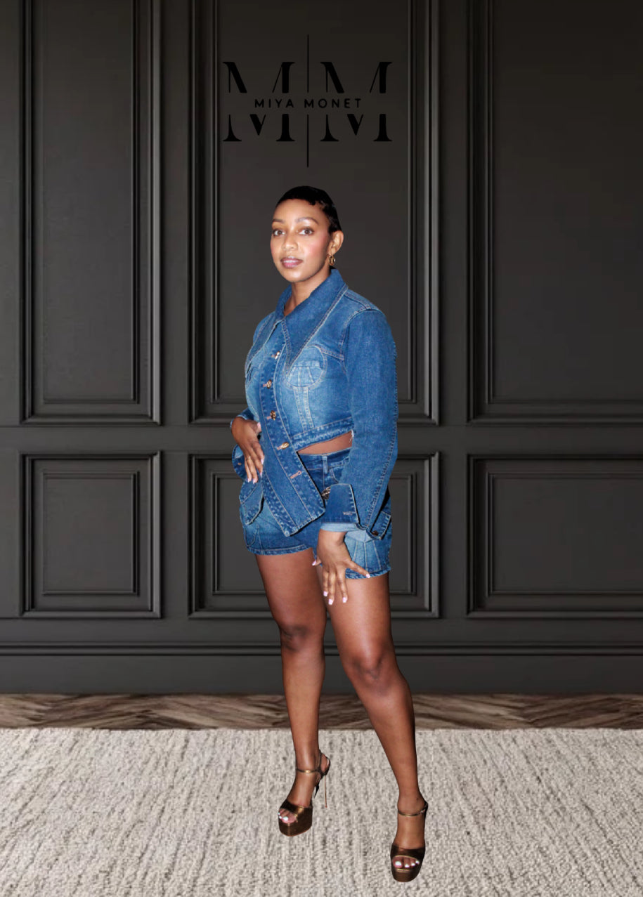 Denim couture Short set