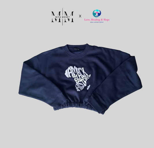 I am BLK history cropped sweater