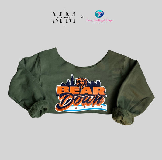 Raw off shoulder Bear Down Crop