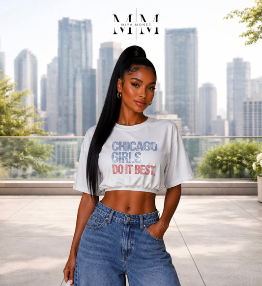 Chi girls rhinestone crop top